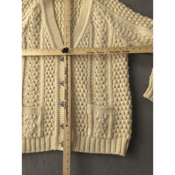 Vintage 1970s Slieve League Irish Cable Knit Wool Cardigan Sweater 44 Women's - Picture 9 of 11